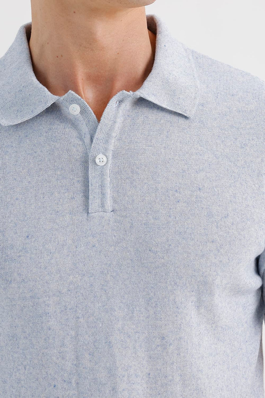 BASICS COMFORT FIT BLUE HEATHER COTTON POLYESTER POLO SWEART SHIRT