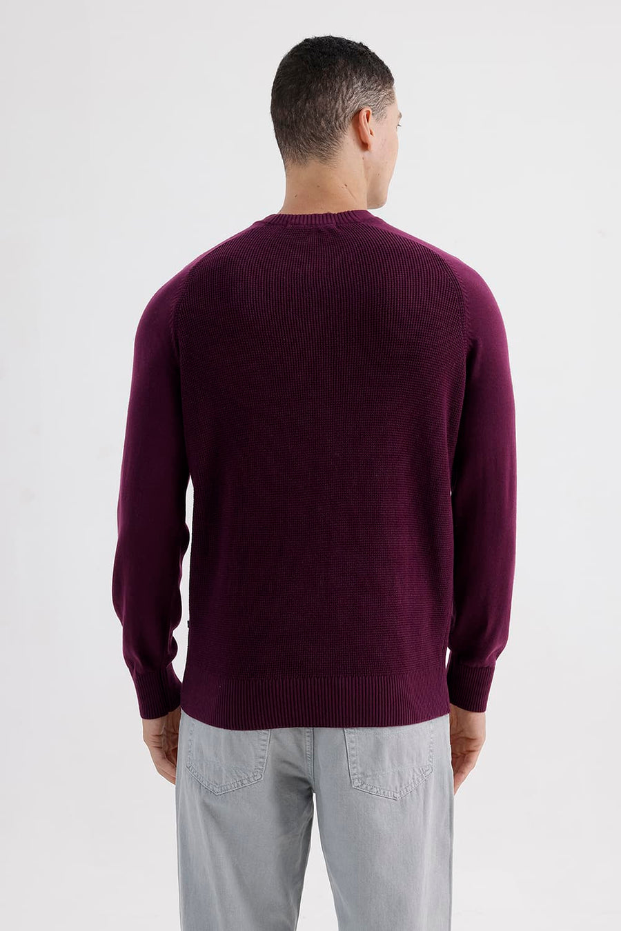 BASICS COMFORT FIT POTENT PURPLE COTTON CREW SWEART SHIRT