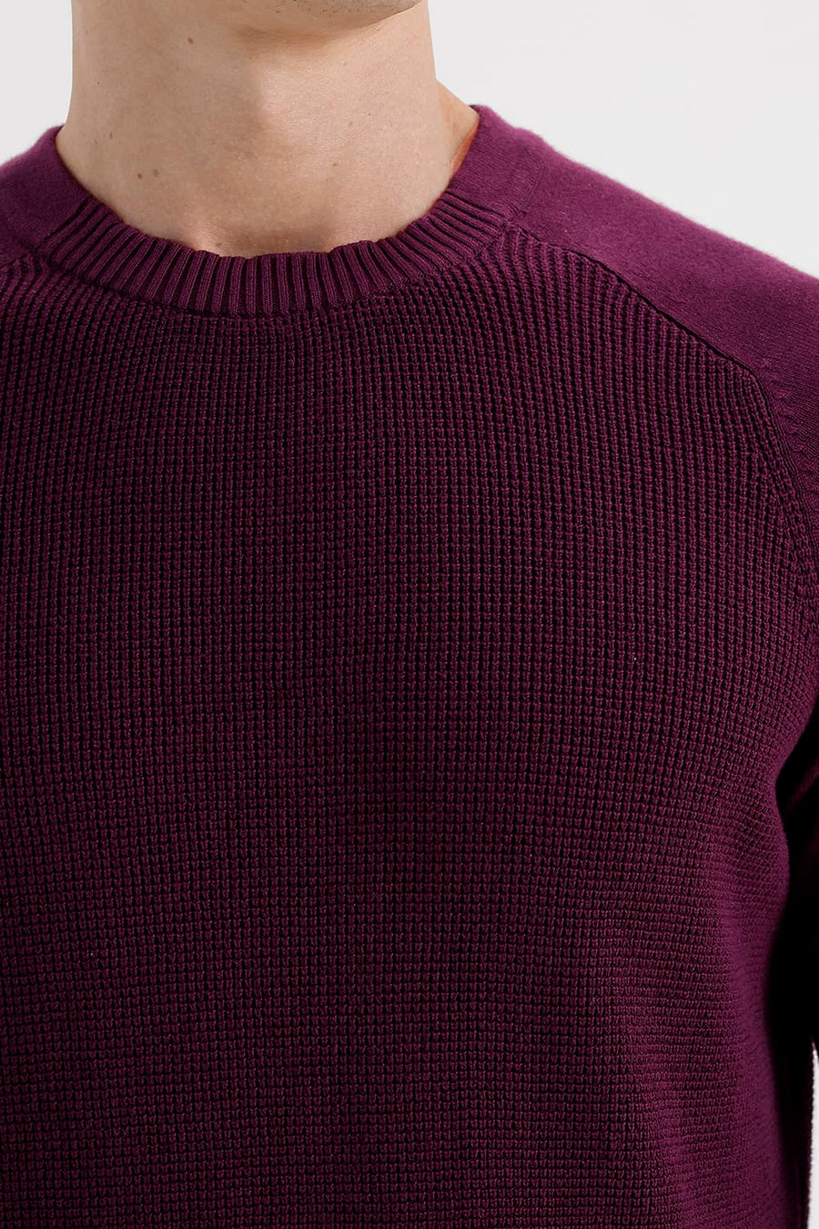 BASICS COMFORT FIT POTENT PURPLE COTTON CREW SWEART SHIRT