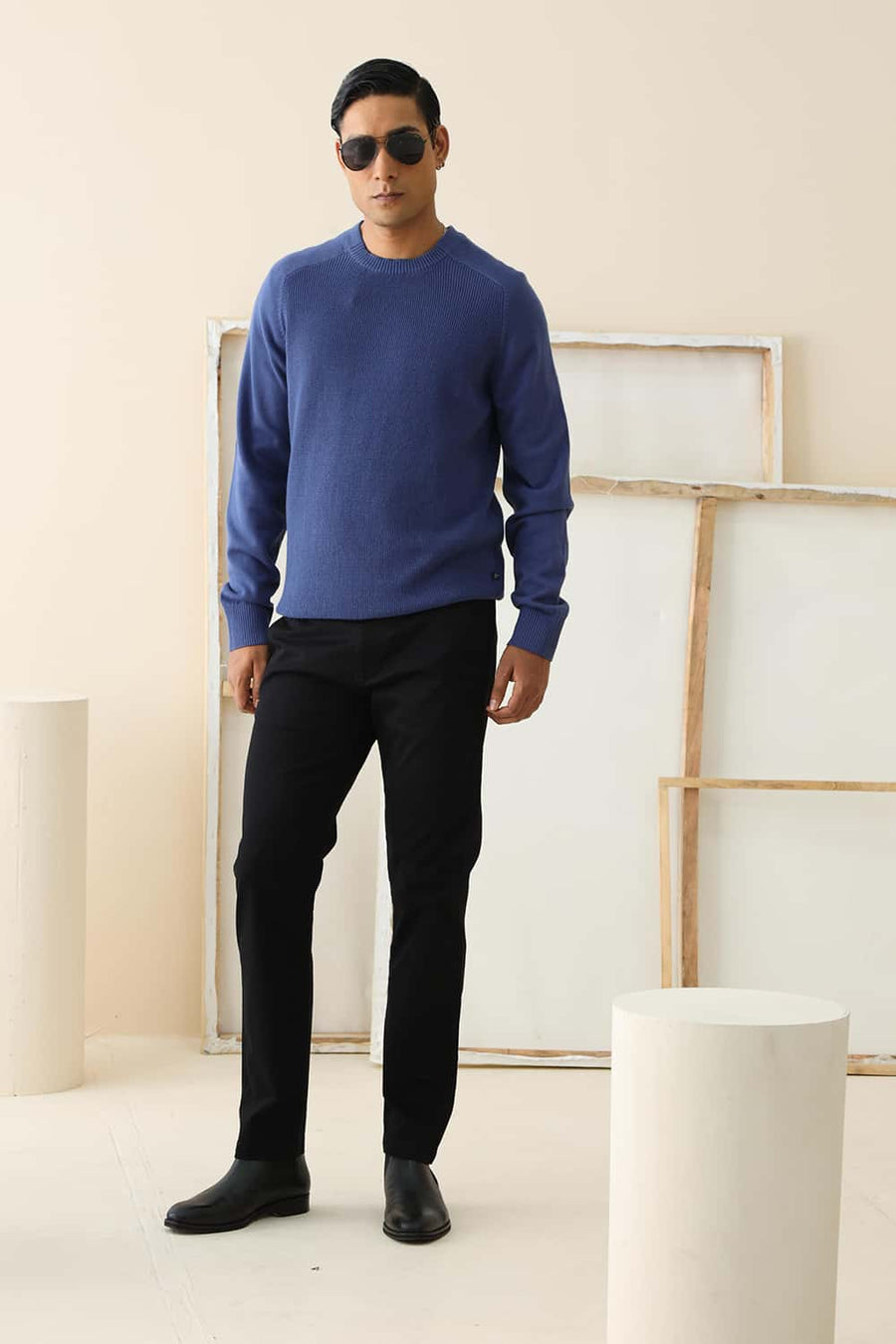 Basics Comfort Fit Coastal Frord Cotton Crew Sweart Shirt