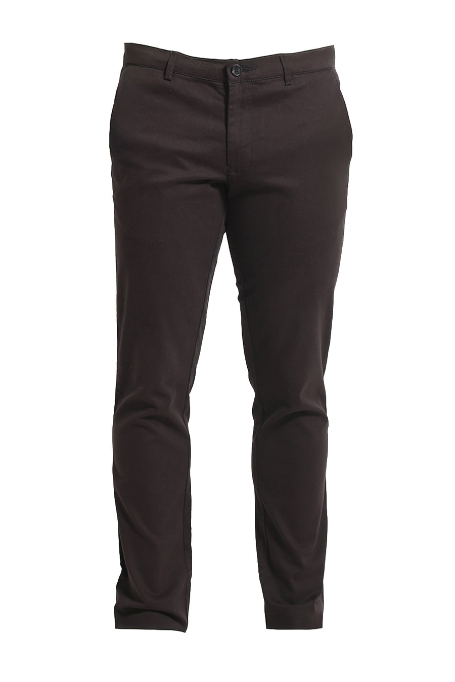 BASICS TAPERED FIT CHOCOLATE BROWN COTTON STRETCH DOBBY TROUSER