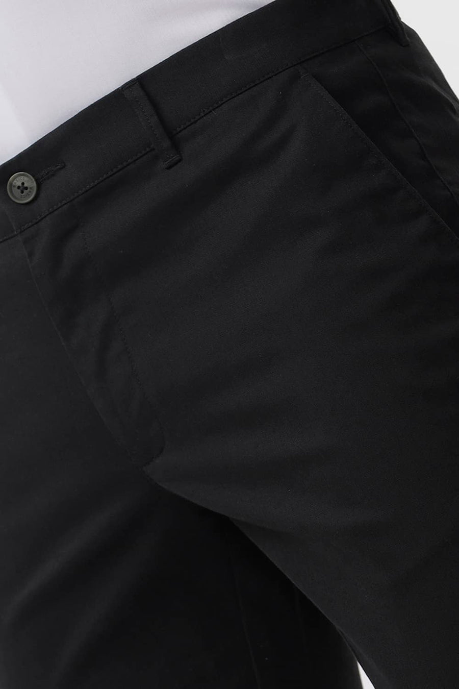 BASICS TAPERED FIT JET SET GREEN COTTON STRETCH DOBBY TROUSER