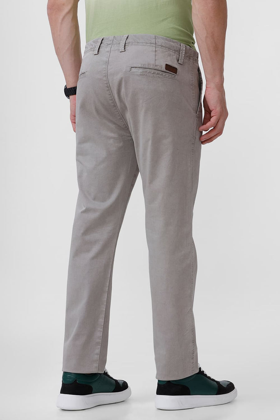BASICS DRIFT FIT BRINDLE GREY COTTON STRETCH TROUSER