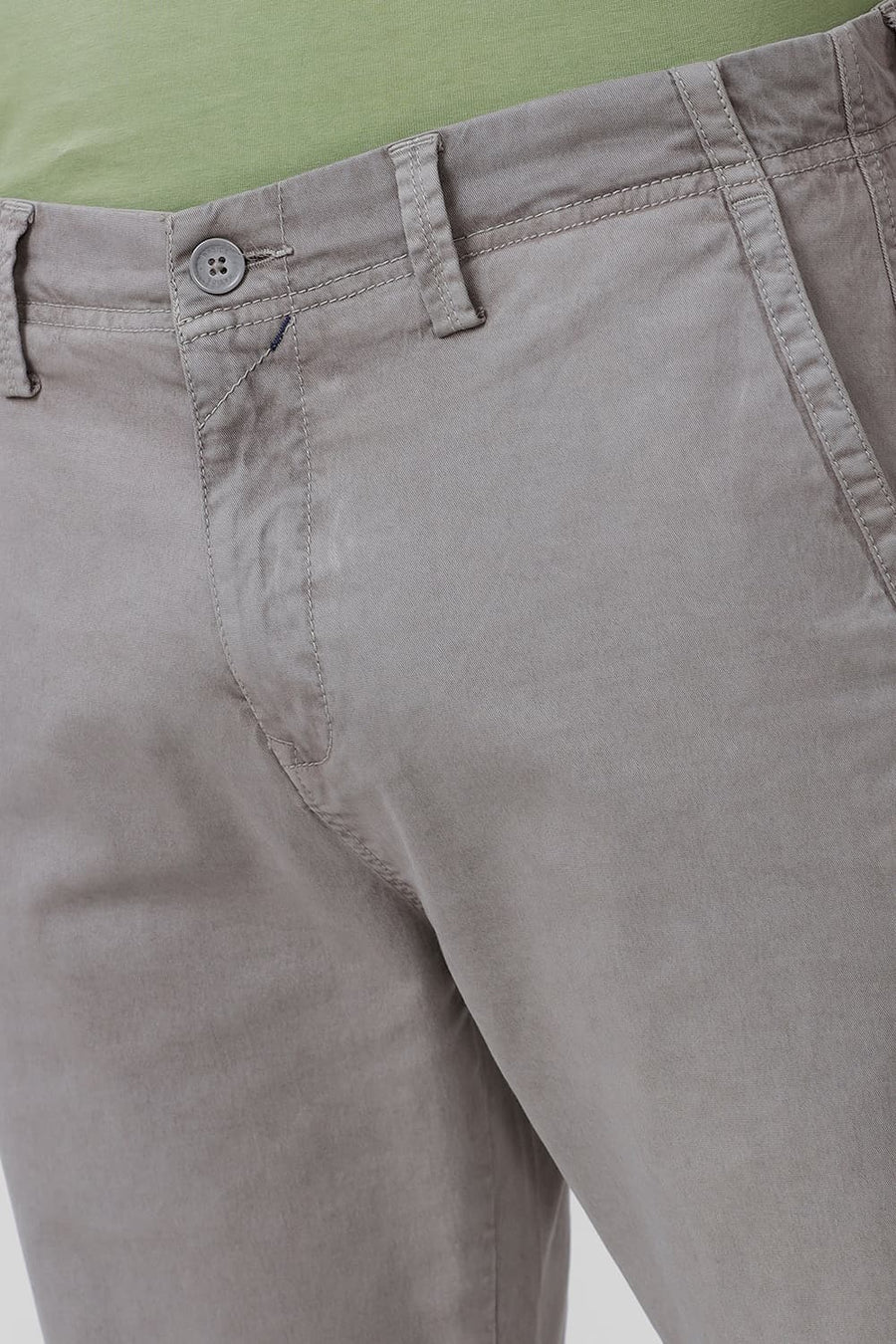 BASICS DRIFT FIT BRINDLE GREY COTTON STRETCH TROUSER