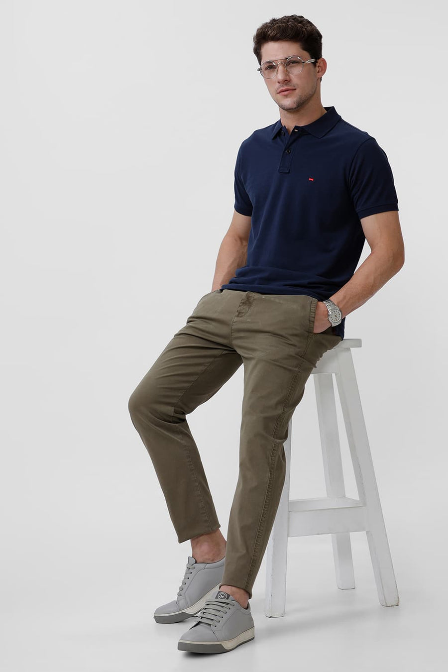 BASICS DRIFT FIT CYPRESS OLIVE COTTON STRETCH TROUSER