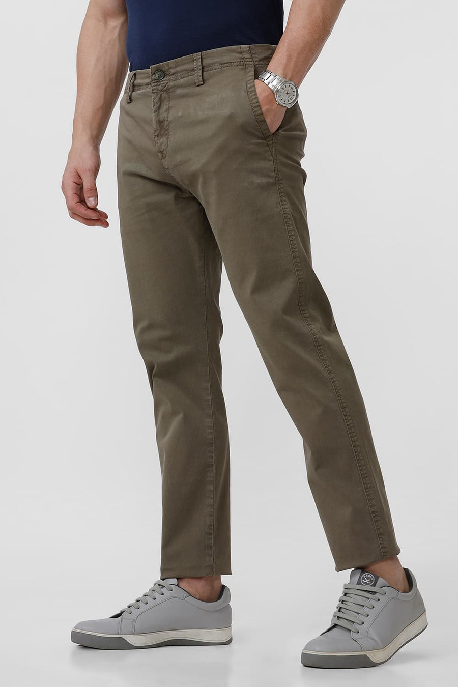 BASICS DRIFT FIT CYPRESS OLIVE COTTON STRETCH TROUSER