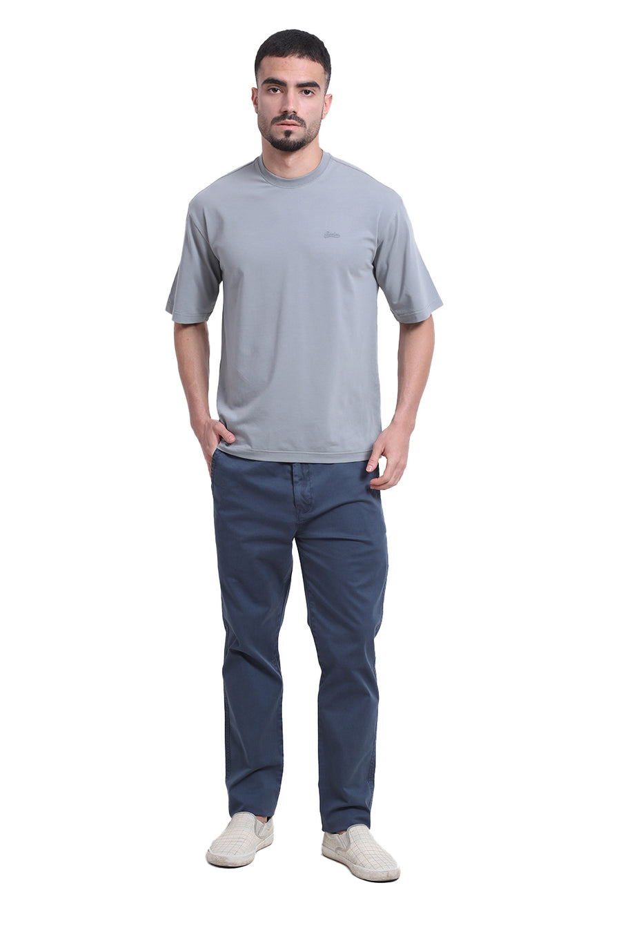 BASICS DRIFT FIT JUNE BUG TEAL COTTON STRETCH TROUSER