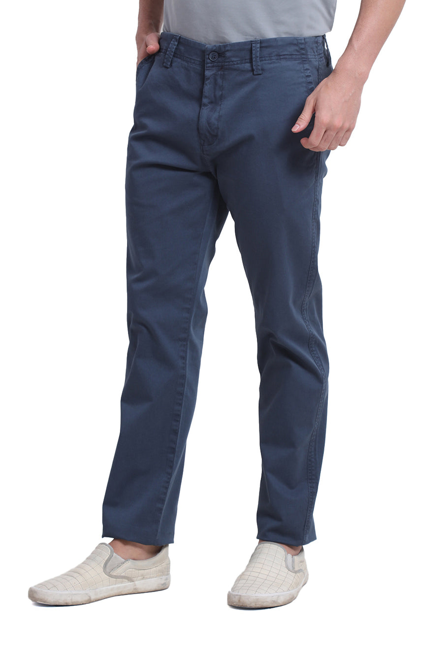 BASICS DRIFT FIT JUNE BUG TEAL COTTON STRETCH TROUSER