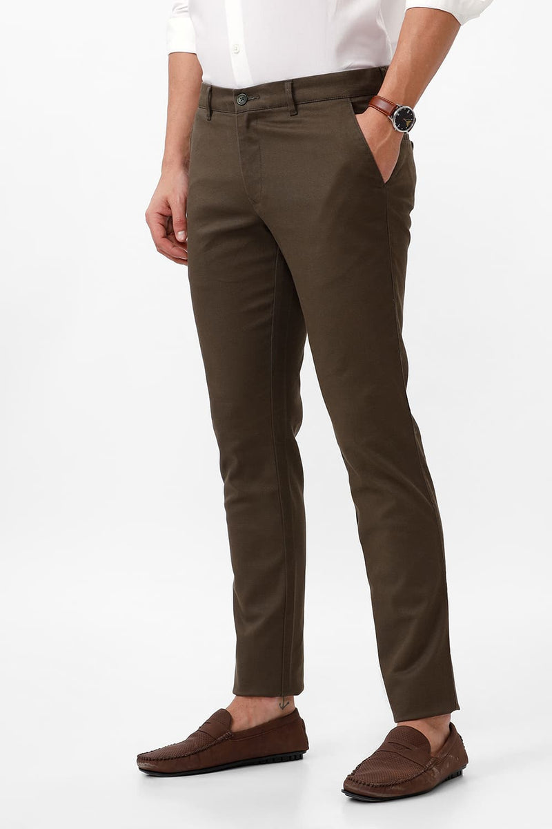 TAPERED FIT COTTON STRETCH DOBBY TROUSER