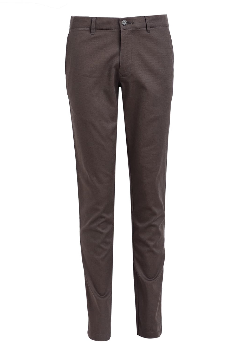 BASICS TAPERED FIT GRANITE GREY COTTON STRETCH DOBBY TROUSER