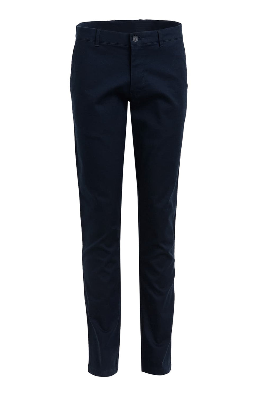 BASICS TAPERED FIT REFLECTING NAVY COTTON STRETCH DOBBY TROUSER