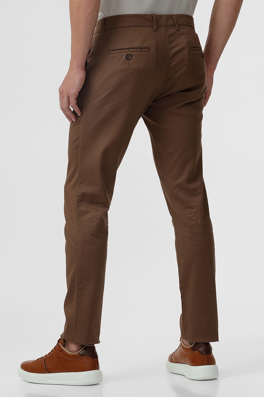 BASICS TAPERED FIT RAIN DREAM KHAKI COTTON STRETCH DOBBY TROUSER
