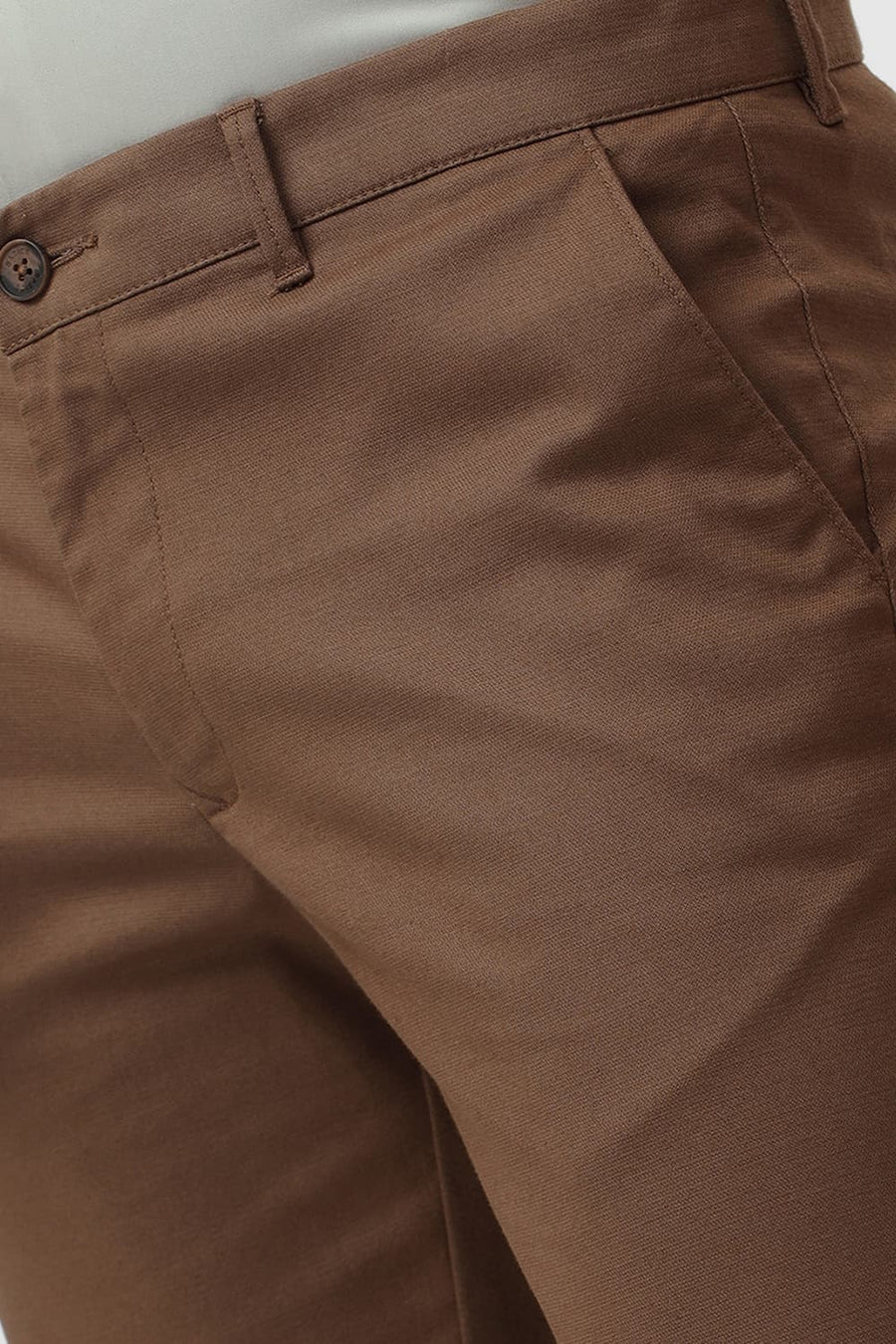 BASICS TAPERED FIT RAIN DREAM KHAKI COTTON STRETCH DOBBY TROUSER