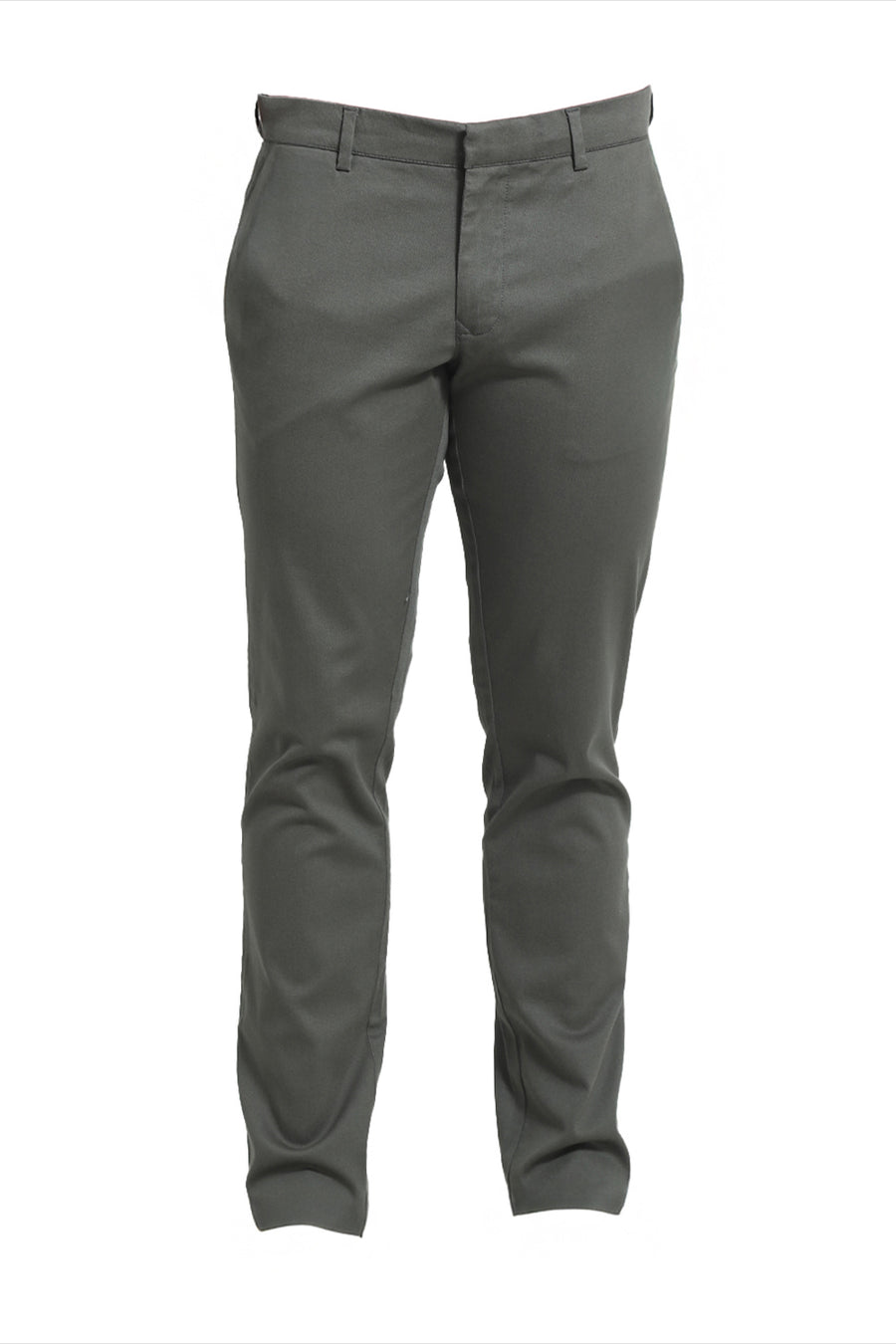 BASICS TAPERED FIT THYME GREEN COTTON STRETCH DOBBY TROUSER
