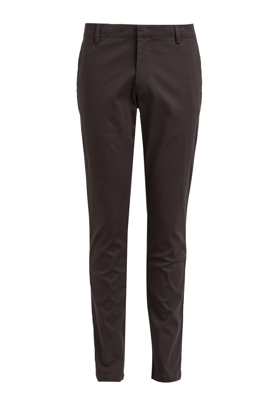 BASICS TAPERED FIT MULCH BROWN COTTON STRETCH DOBBY TROUSER