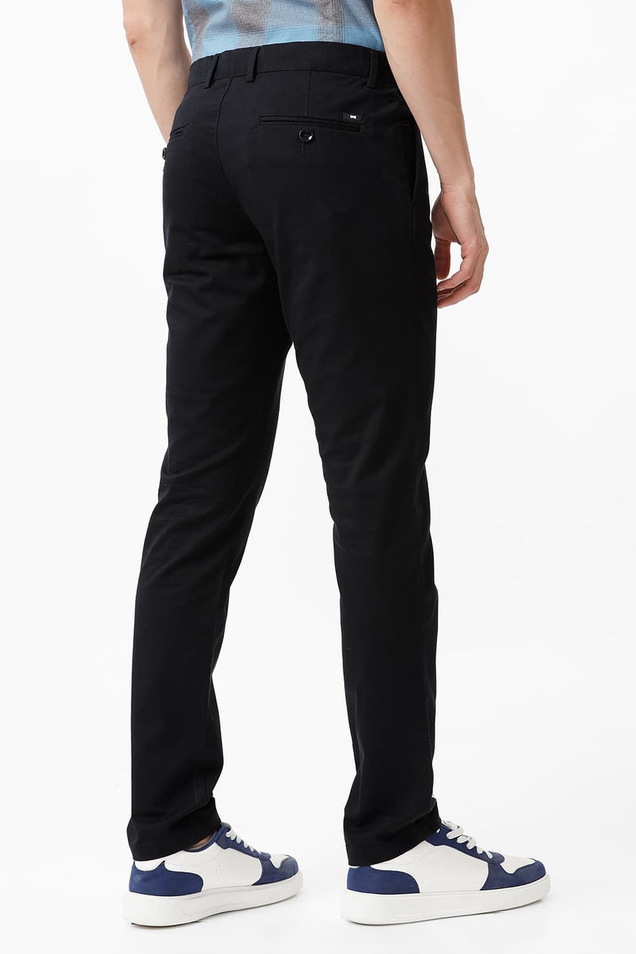 BASICS TAPERED FIT BLACK ONYX COTTON STRETCH DOBBY TROUSER
