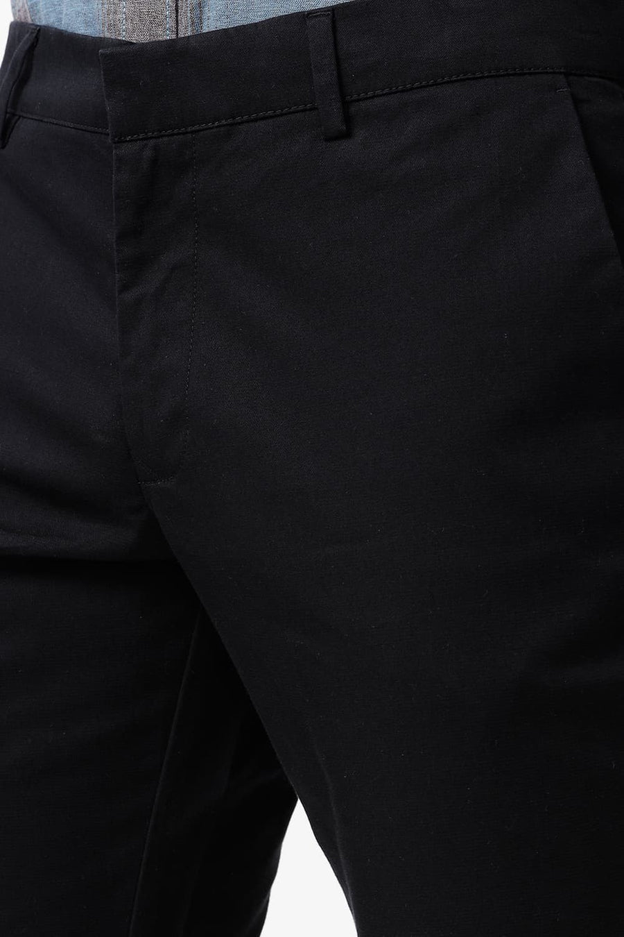 BASICS TAPERED FIT BLACK ONYX COTTON STRETCH DOBBY TROUSER