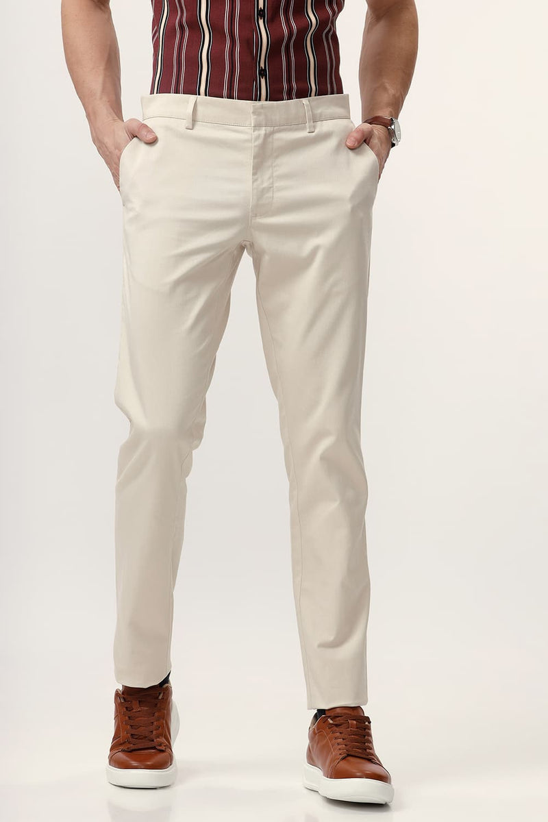 TAPERED FIT COTTON STRETCH DOBBY TROUSER