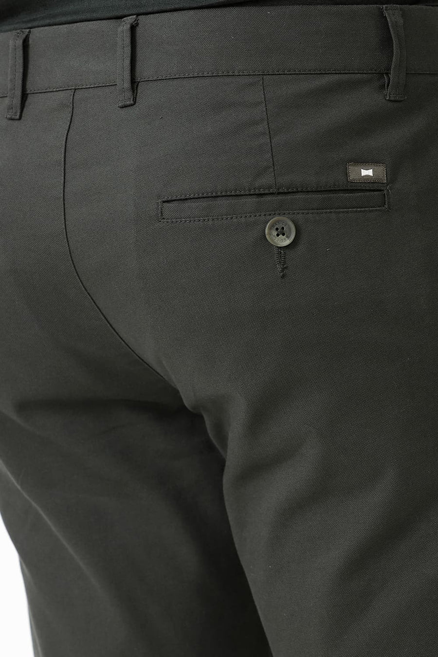 BASICS TAPERED FIT CILANTRO GREEN COTTON STRETCH DOBBY TROUSER