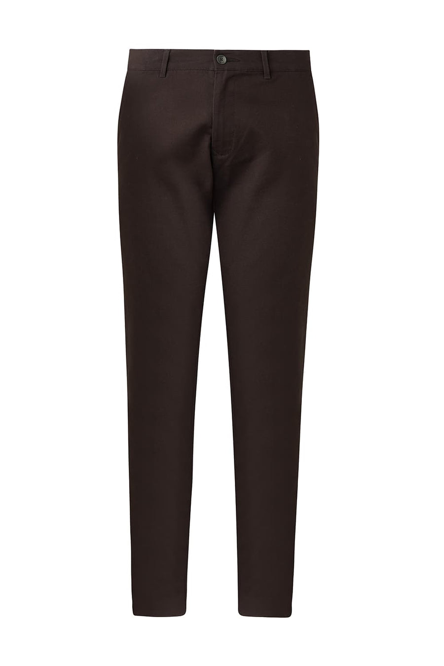 BASICS TAPERED FIT BELUGA COFFEE COTTON STRETCH DOBBY TROUSER