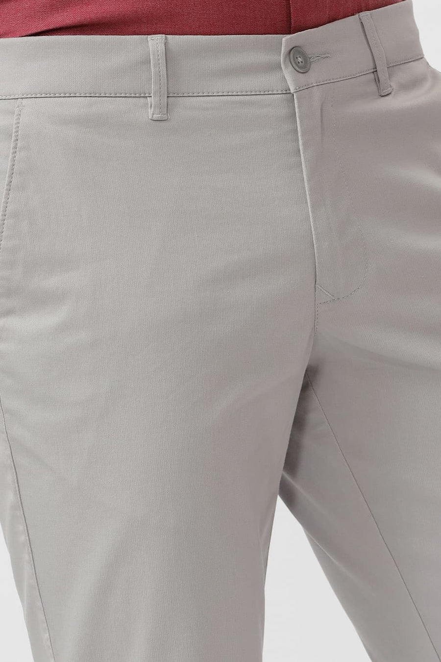 BASICS TAPERED FIT GRIFFIN GREY COTTON STRETCH DOBBY TROUSER