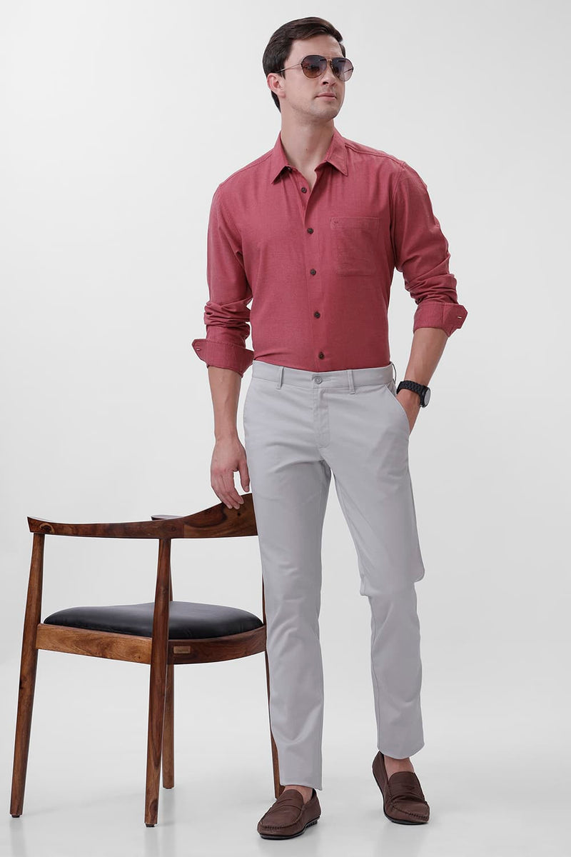 TAPERED FIT COTTON STRETCH DOBBY TROUSER