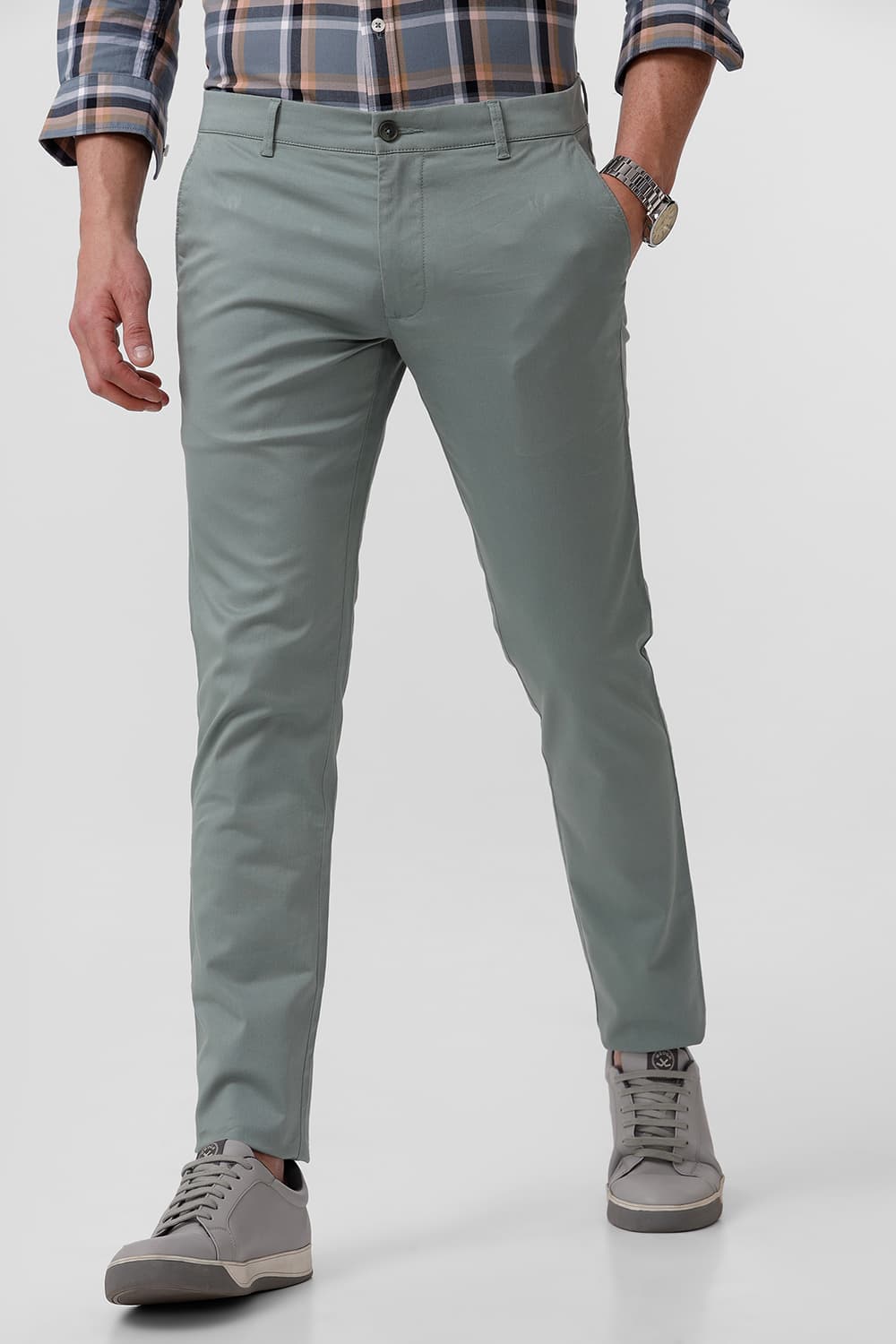 TAPERED FIT COTTON STRETCH DOBBY TROUSER