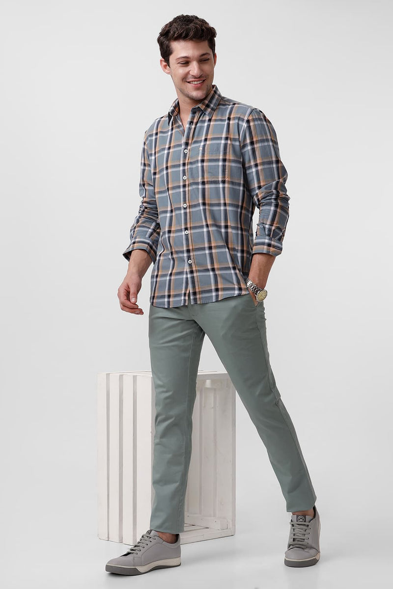 TAPERED FIT COTTON STRETCH DOBBY TROUSER