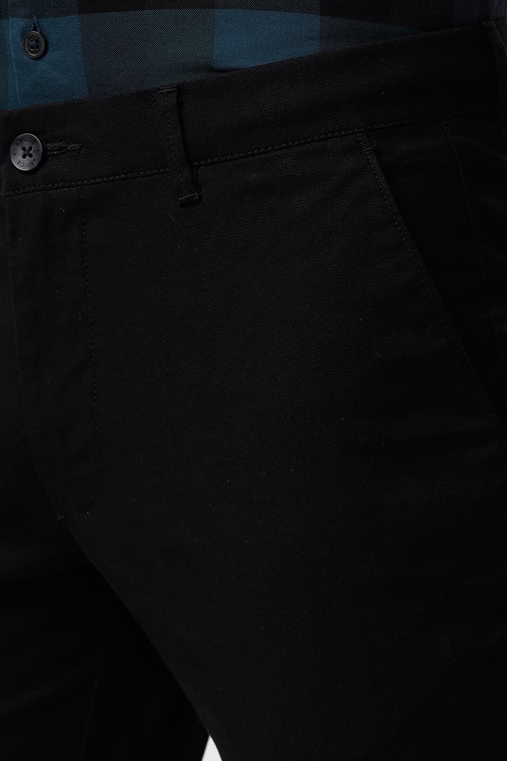 TAPERED FIT COTTON STRETCH DOBBY TROUSER