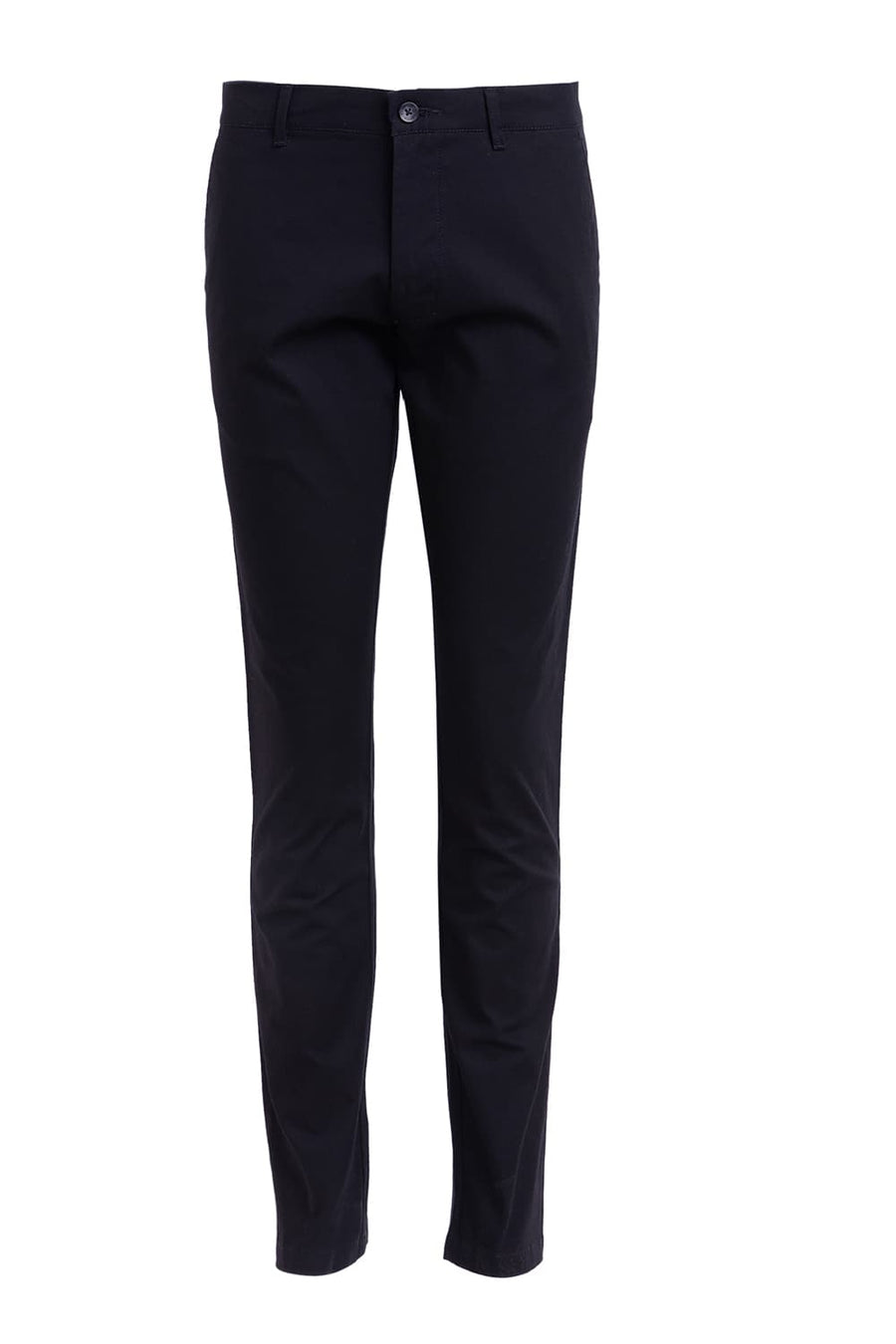 BASICS TAPERED FIT ANTHRACITE BLACK COTTON STRETCH DOBBY TROUSER