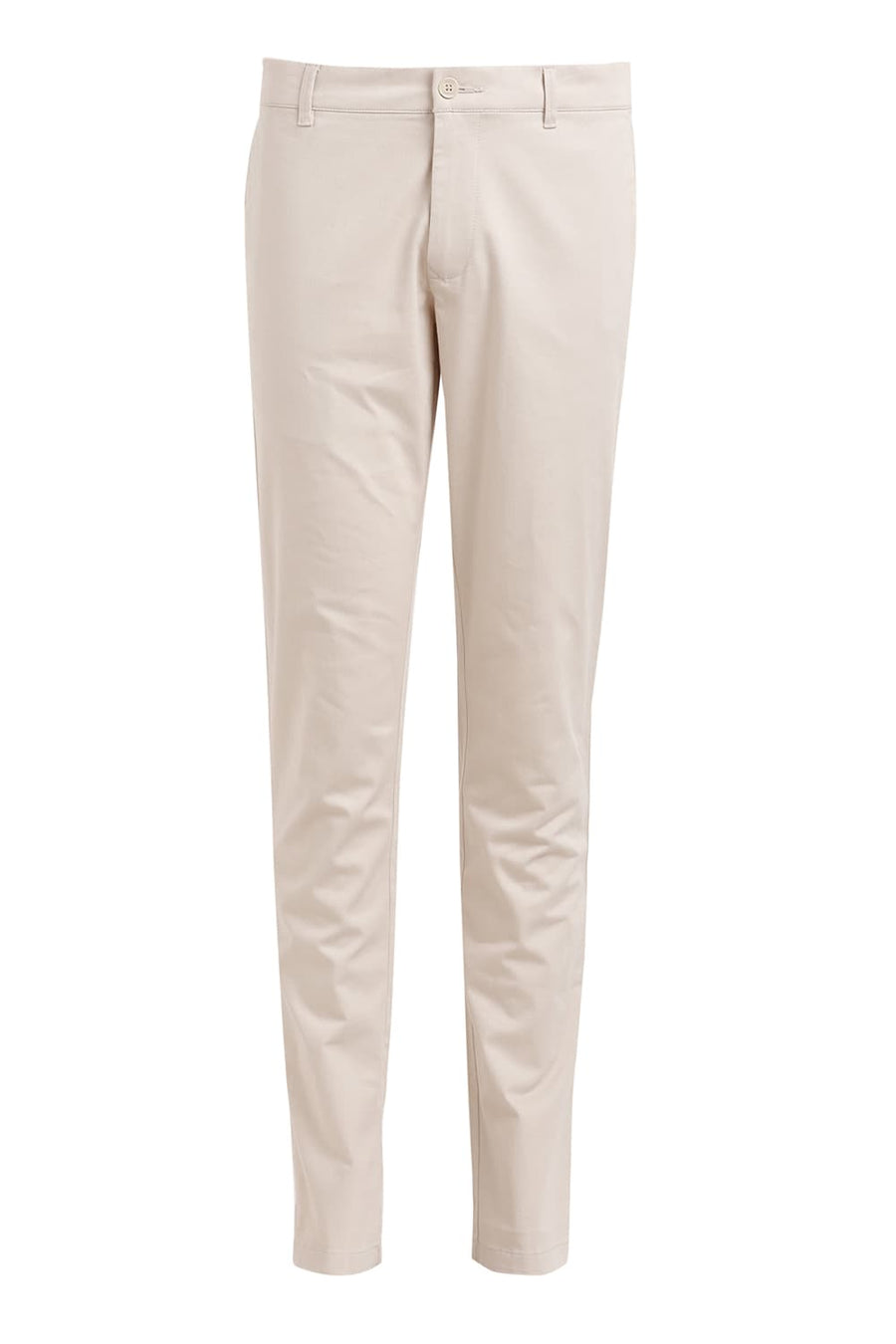 BASICS TAPERED FIT FOG BEIGE COTTON STRETCH DOBBY TROUSER