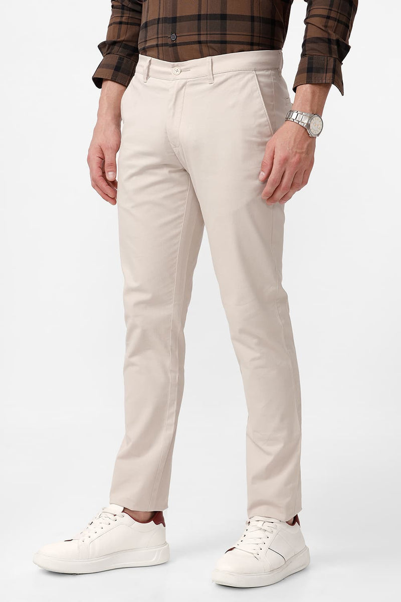 TAPERED FIT COTTON STRETCH DOBBY TROUSER