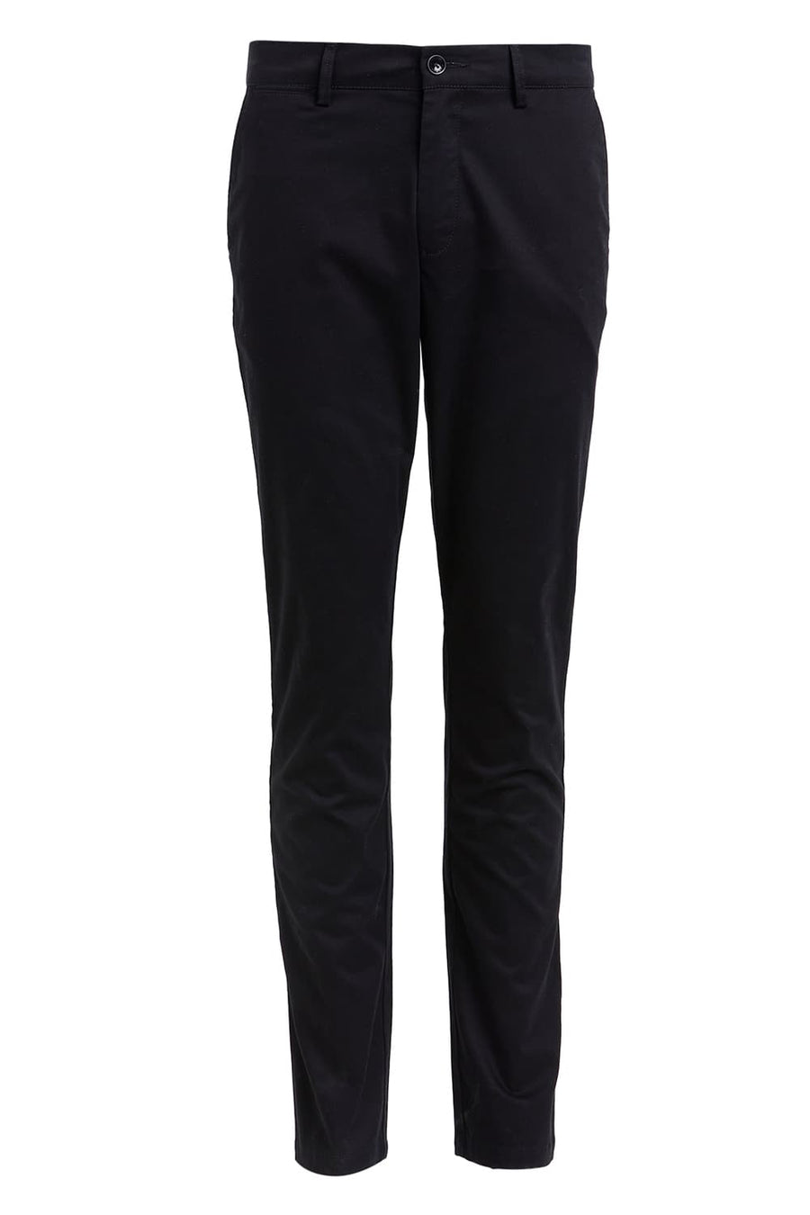 BASICS TAPERED FIT RAVEN BLACK COTTON STRETCH DOBBY TROUSER