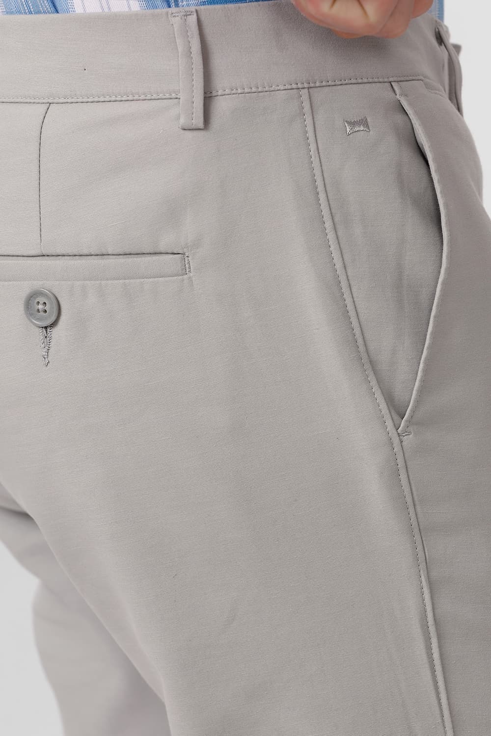 TAPERED FIT COTTON STRETCH DOBBY TROUSER