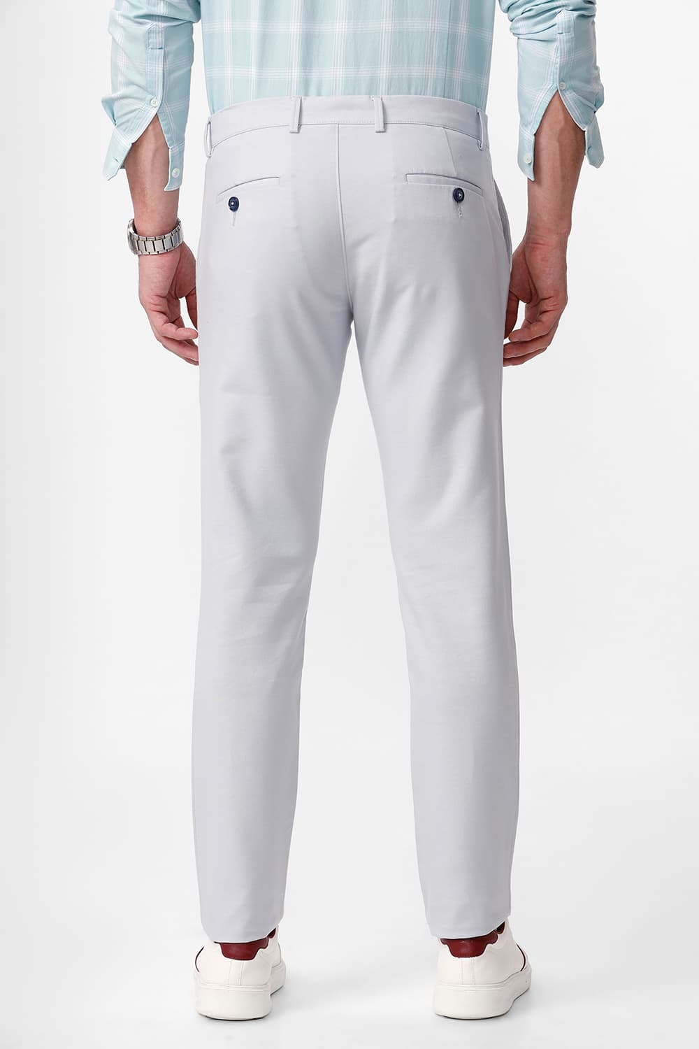 TAPERED FIT COTTON STRETCH DOBBY TROUSER