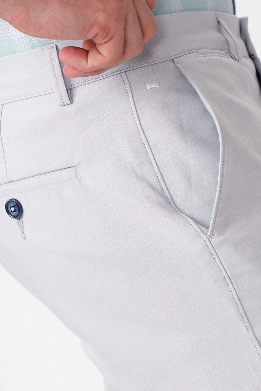 BASICS TAPERED FIT ARCTIC ICE BLUE COTTON STRETCH DOBBY TROUSER