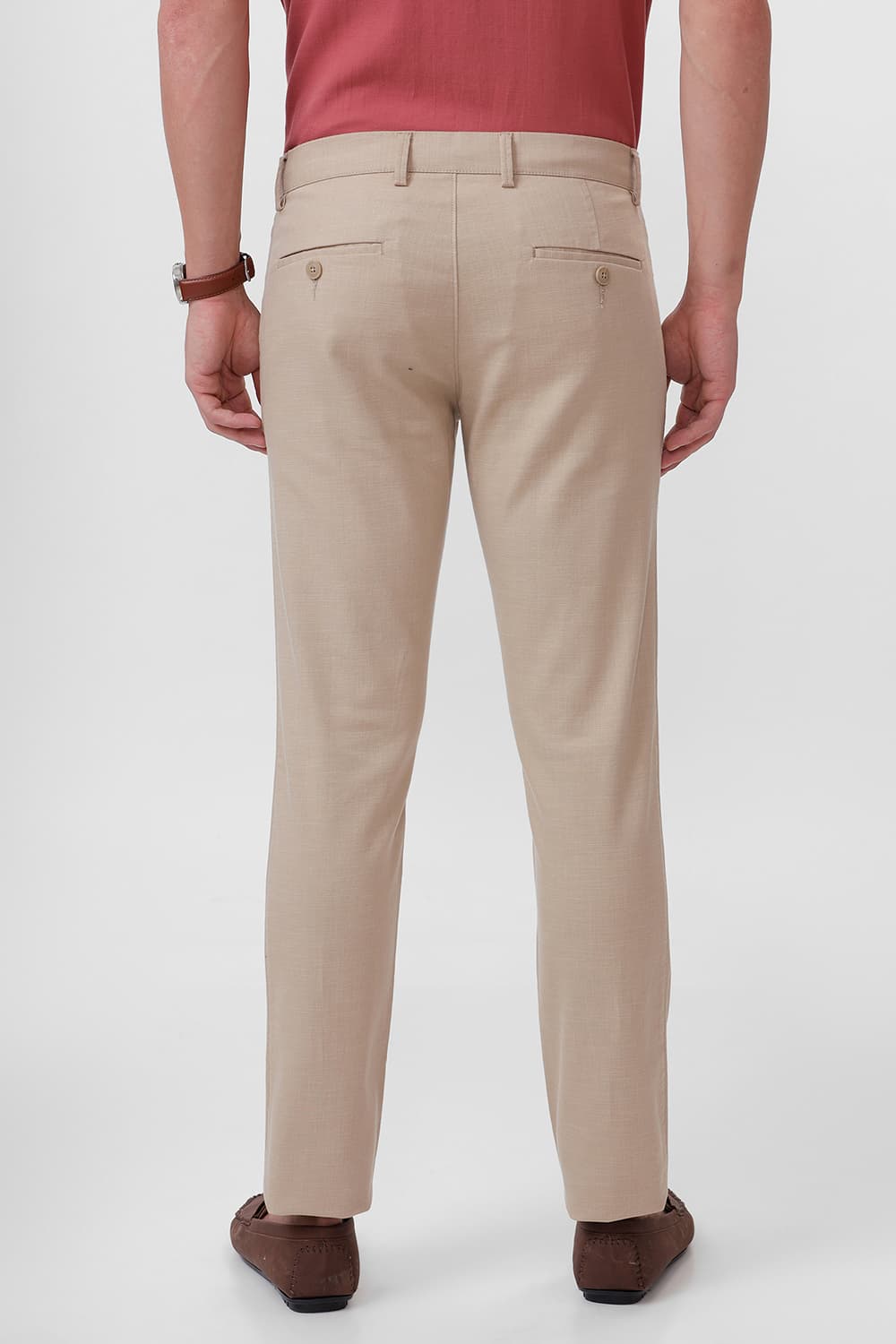 TAPERED FIT COTTON STRETCH DOBBY TROUSER