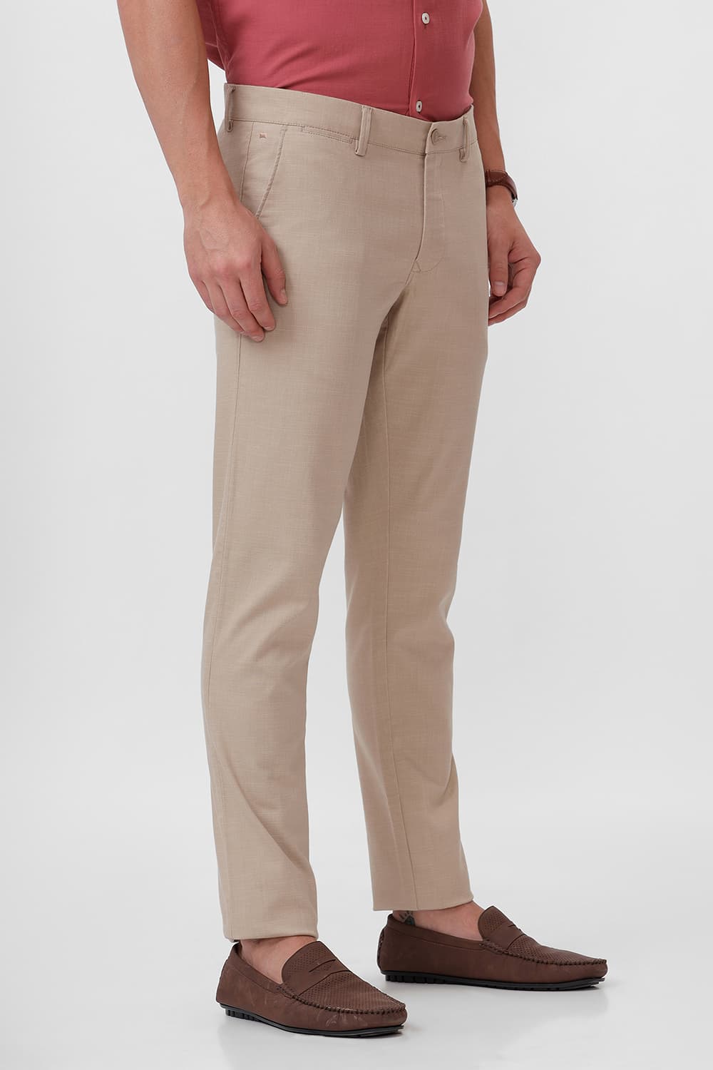 TAPERED FIT COTTON STRETCH DOBBY TROUSER