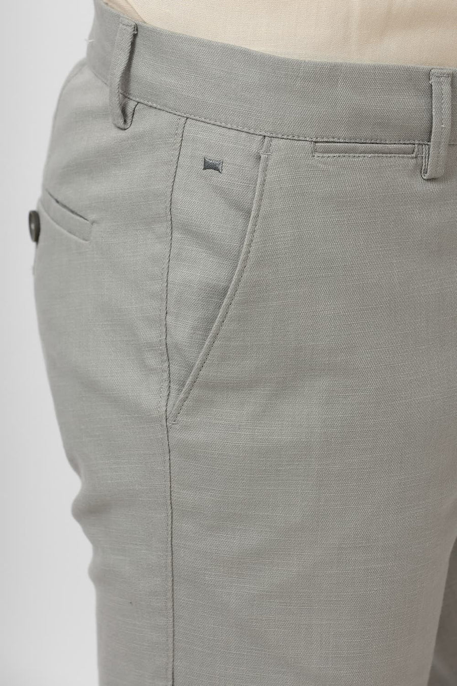 BASICS TAPERED FIT LONDON FOG GREEN COTTON STRETCH DOBBY TROUSER