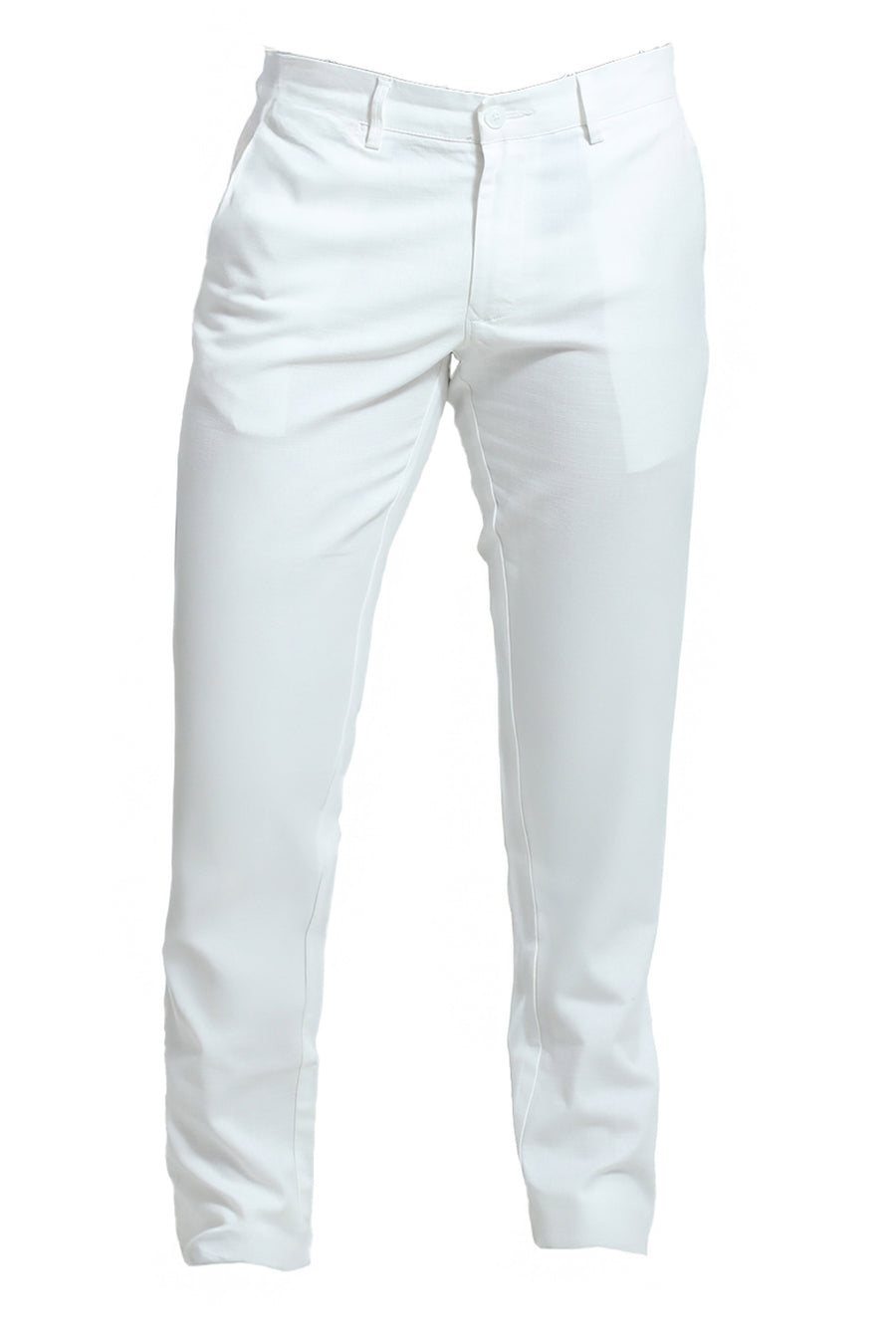 BASICS TAPERED FIT BRIGHT WHITE COTTON STRETCH DOBBY TROUSER