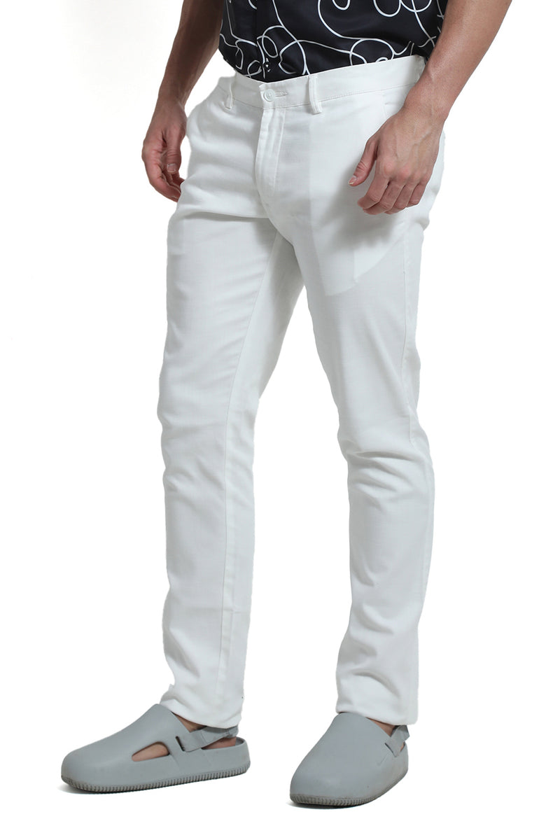 TAPERED FIT COTTON STRETCH DOBBY TROUSER