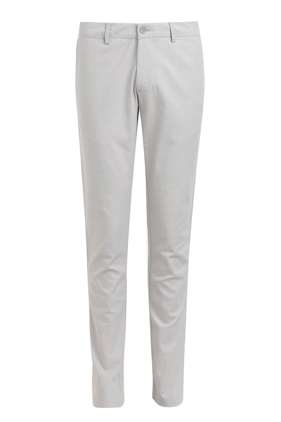 BASICS TAPERED FIT MOONSTRUCK GREY COTTON STRETCH DOBBY TROUSER
