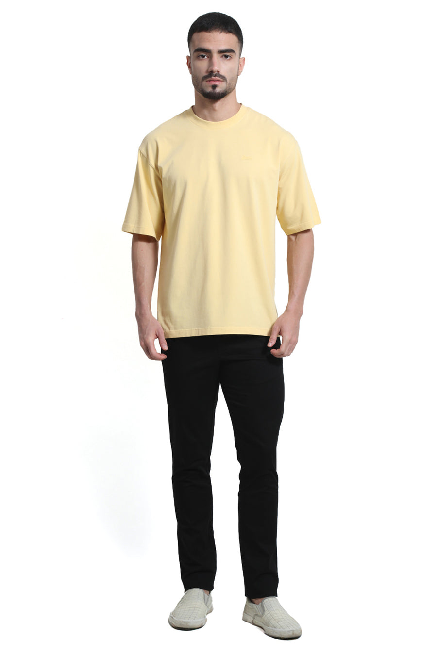 BASICS TAPERED FIT AFTER DARK BLACK COTTON STRETCH DOBBY TROUSER