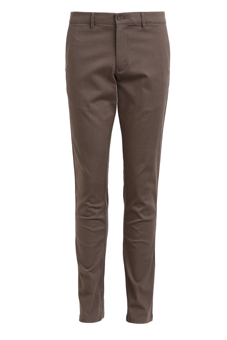BASICS TAPERED FIT MOREL BROWN COTTON STRETCH DOBBY TROUSER
