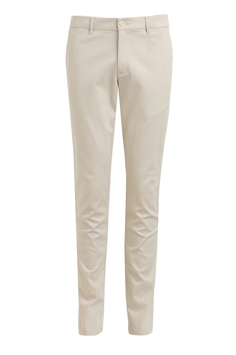 BASICS TAPERED FIT CASTLE WALL BEIGE COTTON STRETCH DOBBY TROUSER