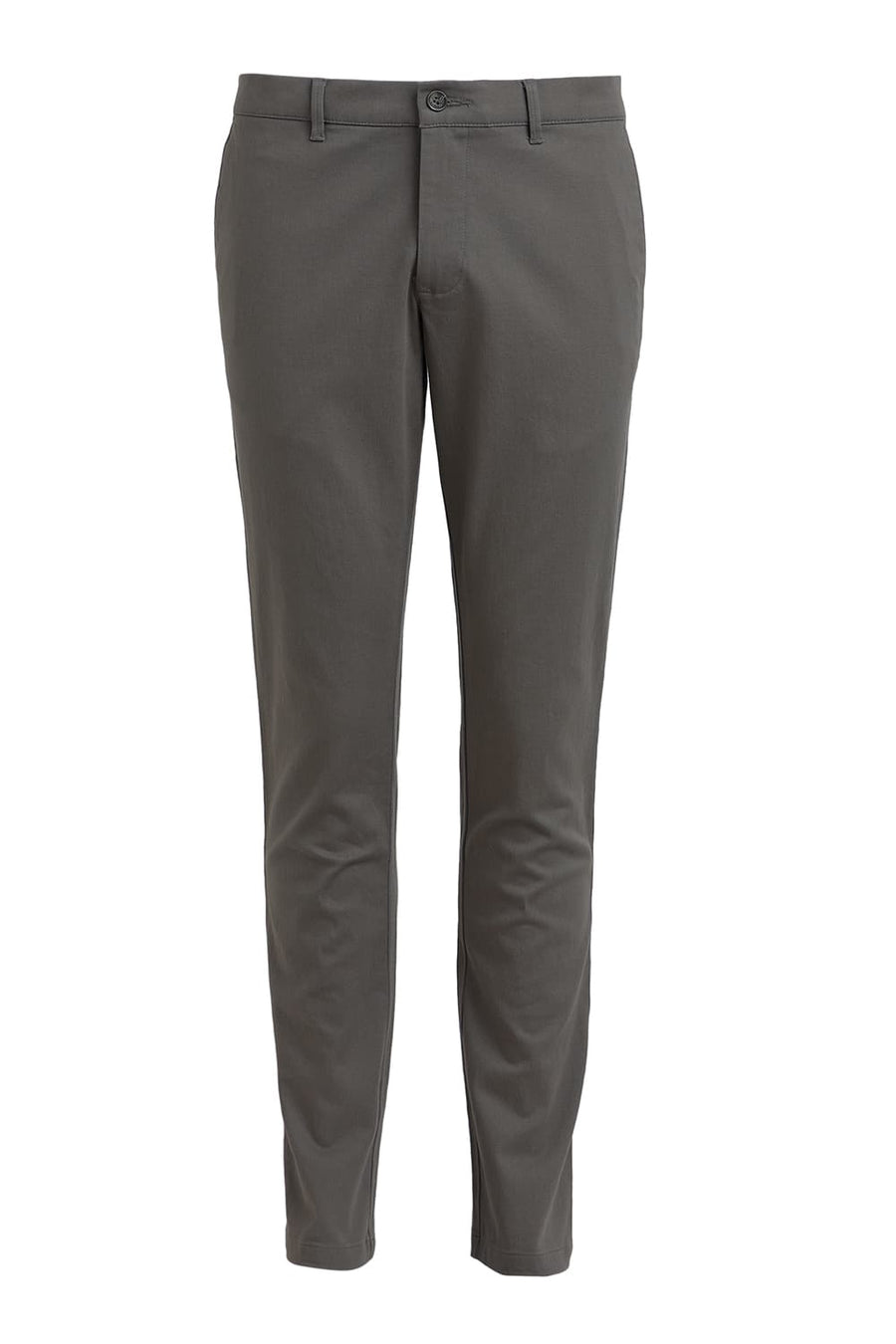 BASICS TAPERED FIT GUNMETAL GREEN COTTON STRETCH DOBBY TROUSER