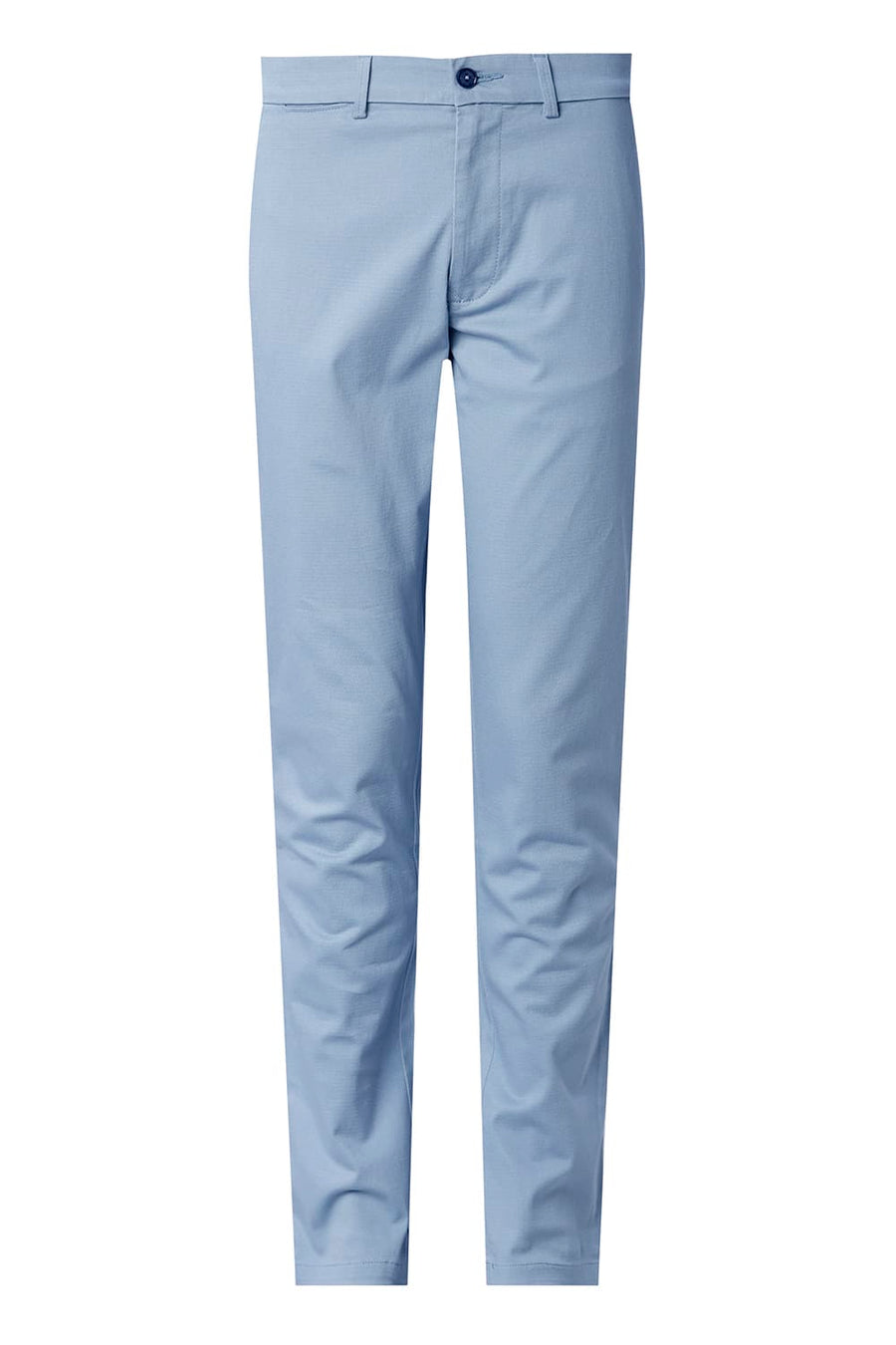 BASICS TAPERED FIT FOG BLUE COTTON STRETCH STRUCTURE TROUSER