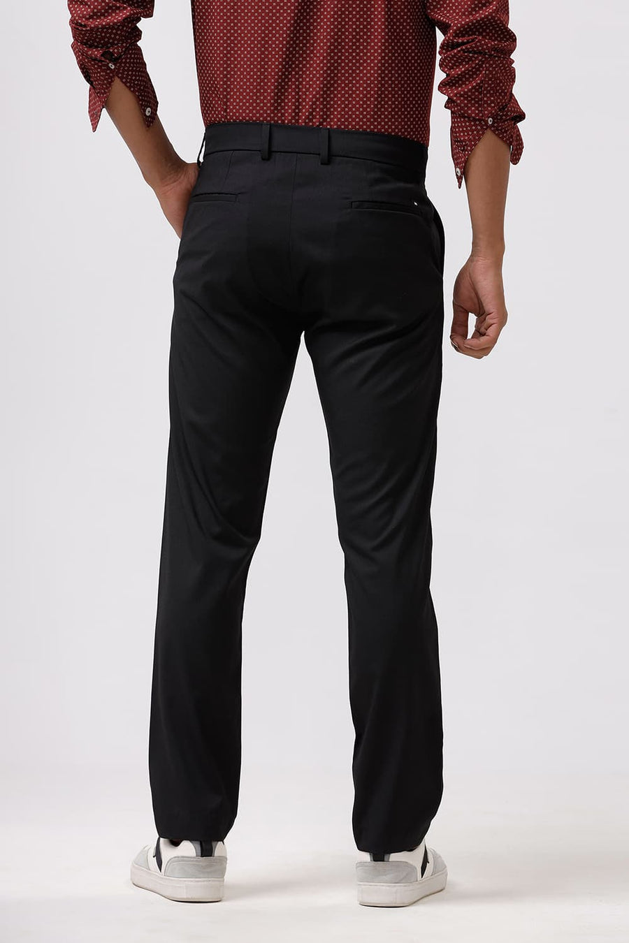 BASICS DRIFT FIT JET BLACK CATONIC POLY VISCOSE TWILL TROUSER