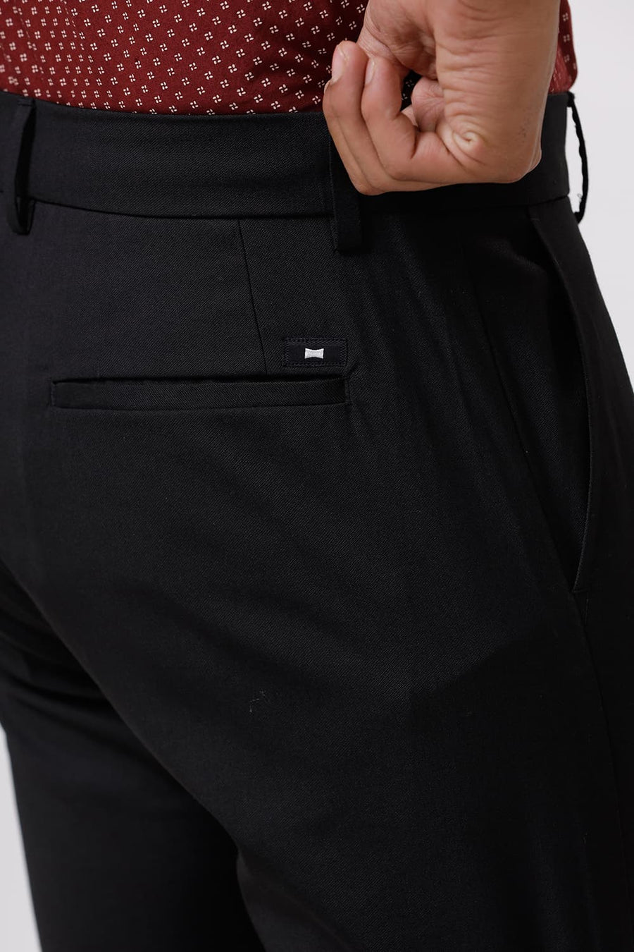 BASICS DRIFT FIT JET BLACK CATONIC POLY VISCOSE TWILL TROUSER