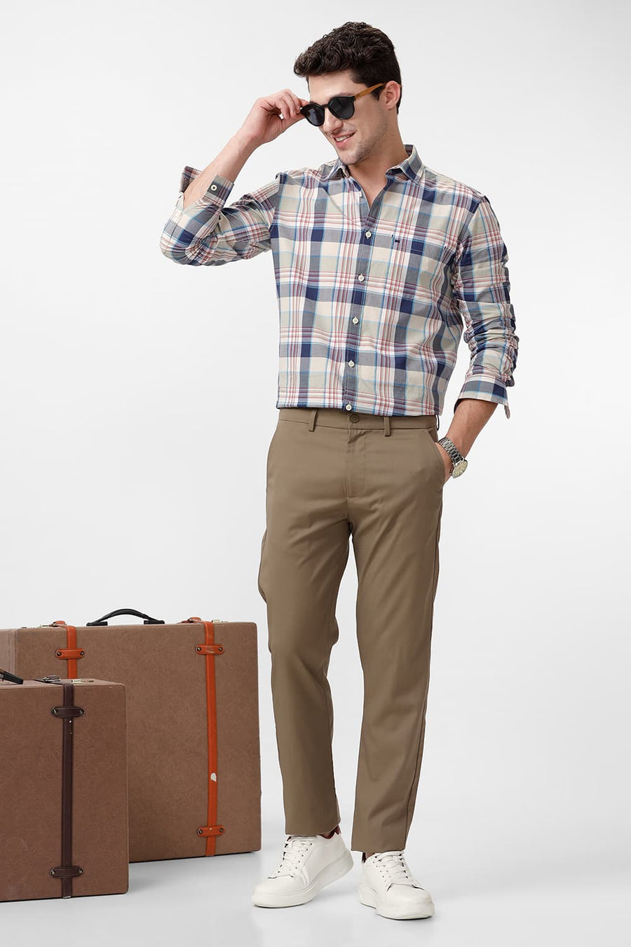 BASICS DRIFT FIT BUTTER NUT KHAKI CATONIC POLY VISCOSE TWILL TROUSER